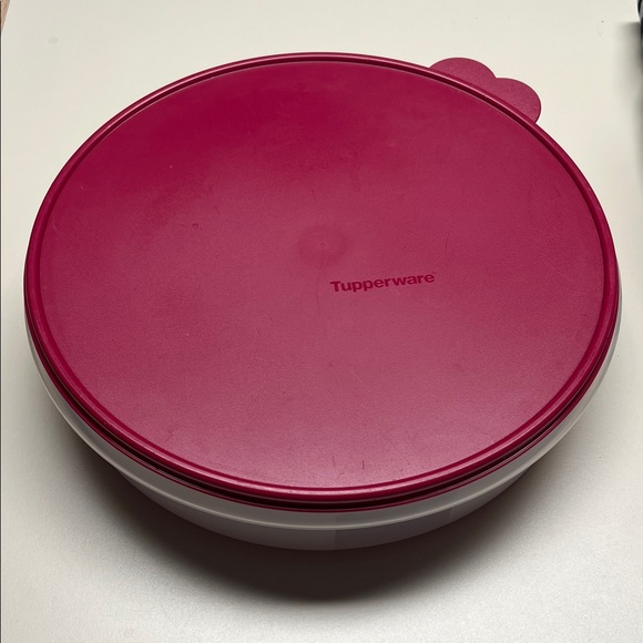 Tupperware Other - Tupperware Burgundy and White Round Container